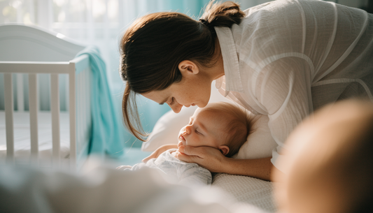 Parent aidant son bébé à respirer plus librement dans une chambre douce et chaleureuse